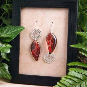 Boucles d’oreille chakra racine rouge et ailes de fée