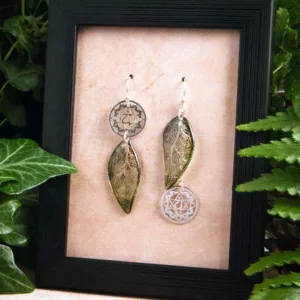 Boucles d’oreille chakra cœur vert et ailes de fée