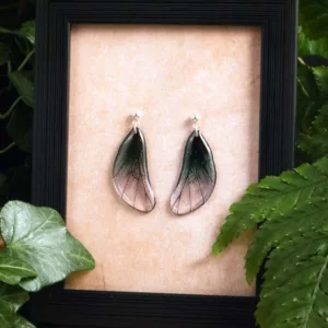 Boucles courtes créateur noires, en résine translucide