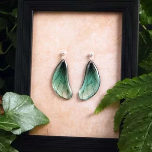 Boucles courtes créateur turquoise, en résine éclatante