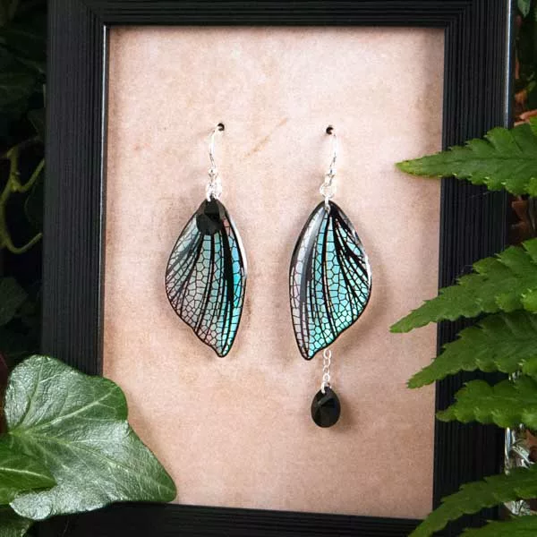Boucles asymétriques iridescent en ailes de fée fait main
