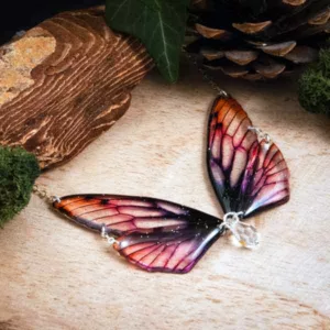 Collier ailes de fée, couleur Crépuscule (dégradé orange et violet)