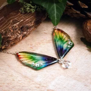 Collier artisanal en ailes de fée, couleur Arc-en-Ciel (multicolore vibrant)