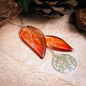 Collier arbre de vie orange et ailes de fée