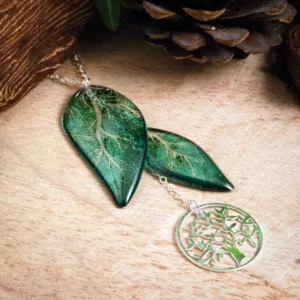 Collier arbre de vie turquoise et ailes de fée