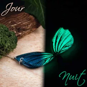 Collier fait main phospho bleu en ailes de fée