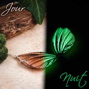 Collier fait main phospho orange en ailes de fée