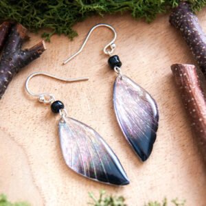 Boucles Cléophée reflets pétrole en résine et argent 925