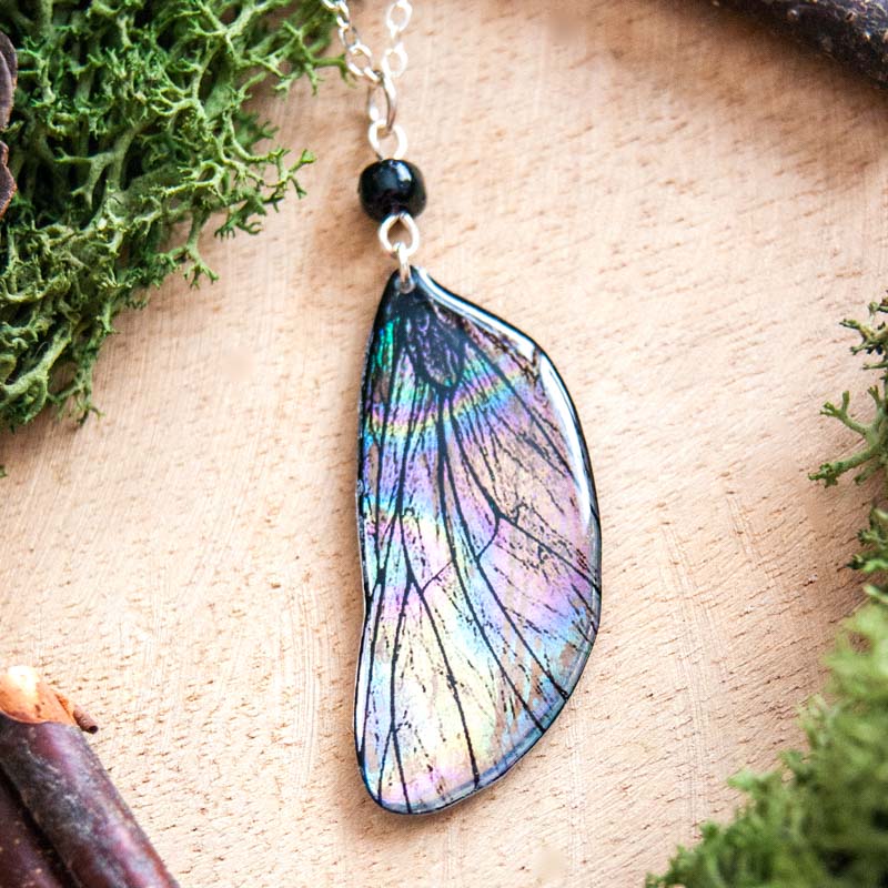 Collier Aerin reflets pétrole en résine et argent 925