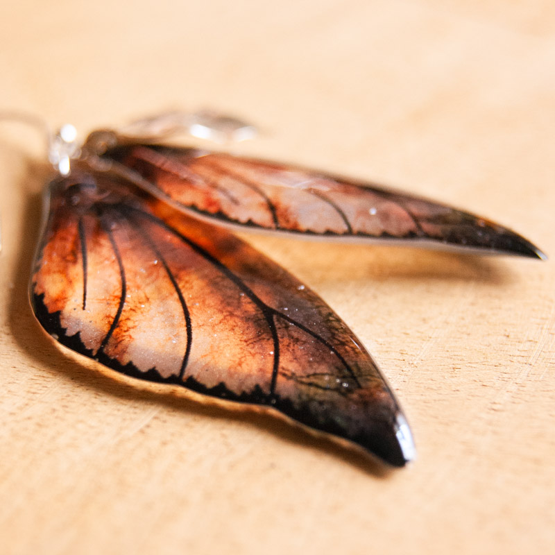 Détail des ailes de la fée Sylmeria utilisées pour les boucles Équinoxe